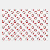 レッドグレーチームカラーバレーボール3pcコーディネート ラッピングペーパーシート (正面3)