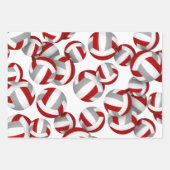 レッドグレーチームカラーバレーボール3pcコーディネート ラッピングペーパーシート (正面)