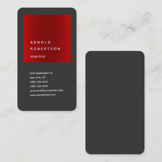 レッドグレートレンディープロフェッショナルラウンドコーナー 名刺 (正面/裏面)