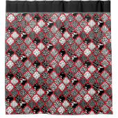 レッドグレーハリウッドリージェンシーモロッコアニマルプリント シャワーカーテン (正面)