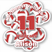 レッドグレーバレーボールのチーム名の集団 シール (正面)