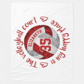 レッドグレーバレーボールコート幸せパーソナライズされた場 フリースブランケット (正面)