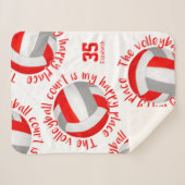 レッドグレーバレーボールコートhappy placeタイポグラフィ シェルパブランケット (正面(横))