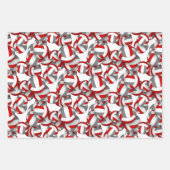 レッドグレーバレーボールチームお祝い誕生日 ラッピングペーパーシート (正面)