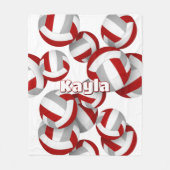 レッドグレーバレーボール女子スポーツルームの装飾 フリースブランケット (正面)