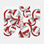 レッドグレーバレーボール女子スポーツルームの装飾 フリースブランケット (正面(横))