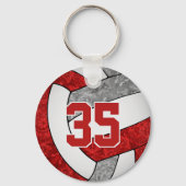 レッドグレーバレーボールkeychain wスクールマスコット名 キーホルダー (正面)