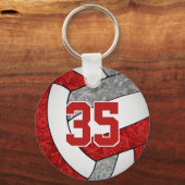 レッドグレーバレーボールkeychain wスクールマスコット名 キーホルダー (正面)