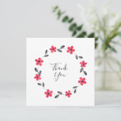 レッドグレーブラックウォーターカラーフローラリース サンキューカード (スタンド正面)