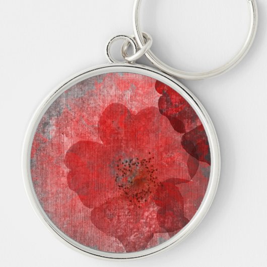 レッドグレーブラックグランジデジタルグラフィックアートデザイン キーホルダー (正面)