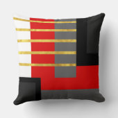 レッドグレーブラック金ゴールドホワストライプのイトブロックスローピル クッション (裏面)