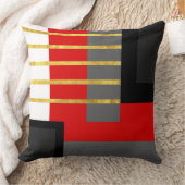 レッドグレーブラック金ゴールドホワストライプのイトブロックスローピル クッション (ブランケット)