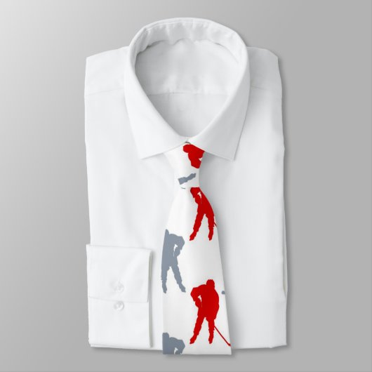 レッドグレーホッケープレーヤーテーマ パーソナライズされた ネクタイ (タイ)