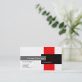 レッドグレーホワイトブラックビジネスカード 名刺 (スタンド正面)