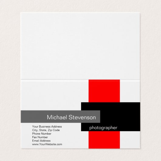 レッドグレーホワイトブラックミニマリストモダンプレーン 名刺 (外部フラット)