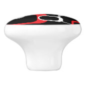 レッドグレーホワイトレトロスクエアブラックバックグラウンド セラミックノブ (側面)