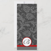 レッドグレーホワイト9x4ダマスクスワールウェディング招待 招待状 (裏面)