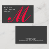 レッドグレーモノグラム標準サイズの名刺 名刺 (正面/裏面)