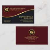 レッドグレーレイヤ金ゴールドウェーブビルダ建築 名刺 (正面/裏面)