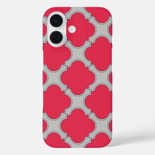 レッドグレー四葉型模様 Case-Mate iPhoneケース (裏面)