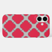 レッドグレー四葉型模様 Case-Mate iPhoneケース (裏面 (横))
