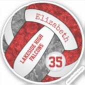 レッドグレー女子バレーボールwスクールチーム名 シール (正面)