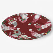 レッドグレー格言クリスマスウォーター色の葉 ペーパープレート (アングル)
