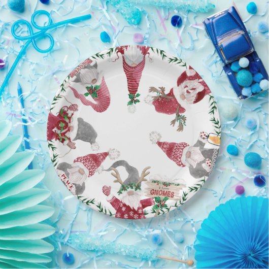 レッドグレー格言クリスマスパーティーデコールウォーター色 ペーパープレート (パーティー)