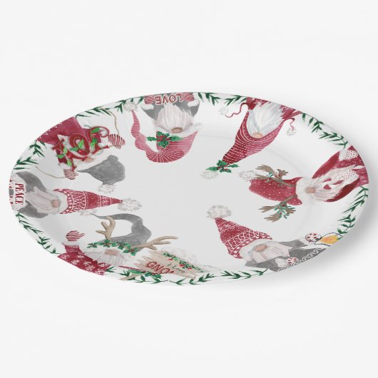 レッドグレー格言クリスマスパーティーデコールウォーター色 ペーパープレート (アングル)