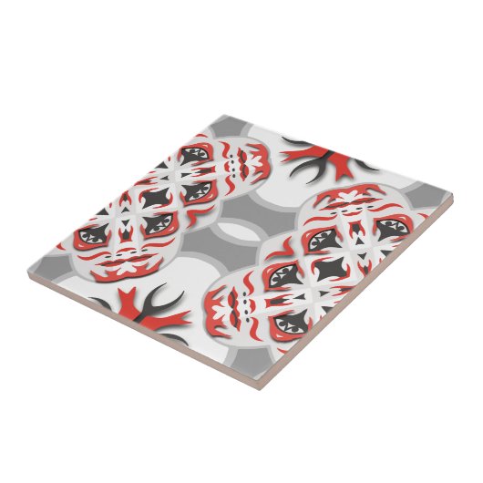 レッドグレー白黒トバル抽象芸術万華鏡のように千変万化するパターン タイル (側面)