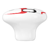 レッドグレー白黒レトロスクエアパターン セラミックノブ (側面)