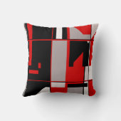 レッドグレー白黒幾何学的モザイク状デザイン クッション (裏面)