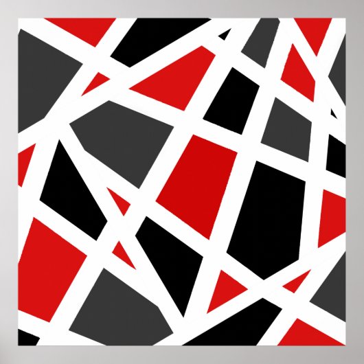レッドグレー白黒幾何学的 ポスター (正面)