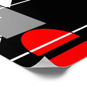 レッドグレー白黒幾何学的MCM様デザイン ポスター (角)