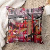 レッドグレー絵画抽象芸術 クッション (ブランケット)