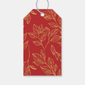 レッドグレー金ゴールドフローラハッピーホリデー ギフトタグ (裏面)