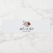 レッドグレー&クリームボホフラワーブーケ結婚ーズ ペットボトルラベル (シングルラベル)