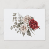 レッドグレー&クリームボホフラワーブーケ ポストカード (正面)