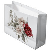 レッドグレー&クリームボホフラワーブーケ ラージペーパーバッグ (正面アングル)