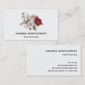 レッドグレー&クリームボホフラワーブーケ 名刺 (正面/裏面)