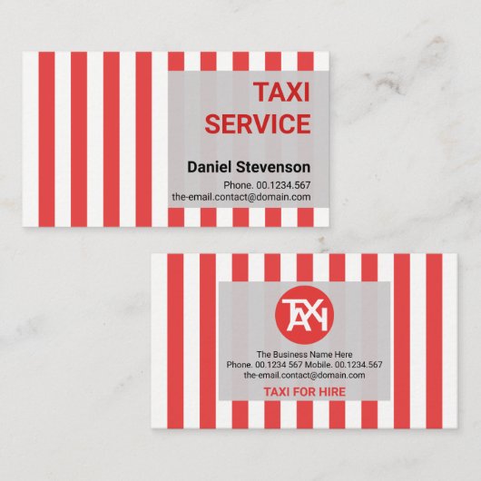 レッドグレーDCタクシーカラーズキャブドライバー 名刺 (正面/裏面)