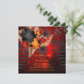 レッドグローオレンジブラックハイビスカスバースデーパーティー 招待状 (スタンド正面)