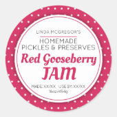 レッドグースベリーのジャムが食品の瓶を保存する ラウンドシール (正面)