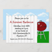 レッドケトルグリル&ピケットフェンスパーティの招待状 招待状 (正面/裏面)