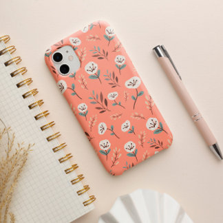 レッドケースにはっきりした白いケシ iPhone 16 PROケース