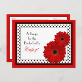 レッドゲルベラデイジーブライダルシャワーレシピカード ポストカード (正面/裏面)