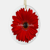 レッドゲルベラパーソナライズされたデイジー結婚の記念日 セラミックオーナメント (右)