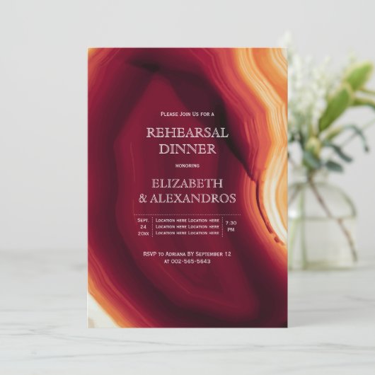 レッドゲートモダン秋の結婚式リハーサル夕食会 招待状 (スタンド正面)