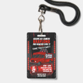 レッドゲームトラック誕生日パーティーVIP招待状 バッジ (Front with Lanyard)