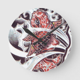 レッドコイタトゥーデザイン ラウンド壁時計